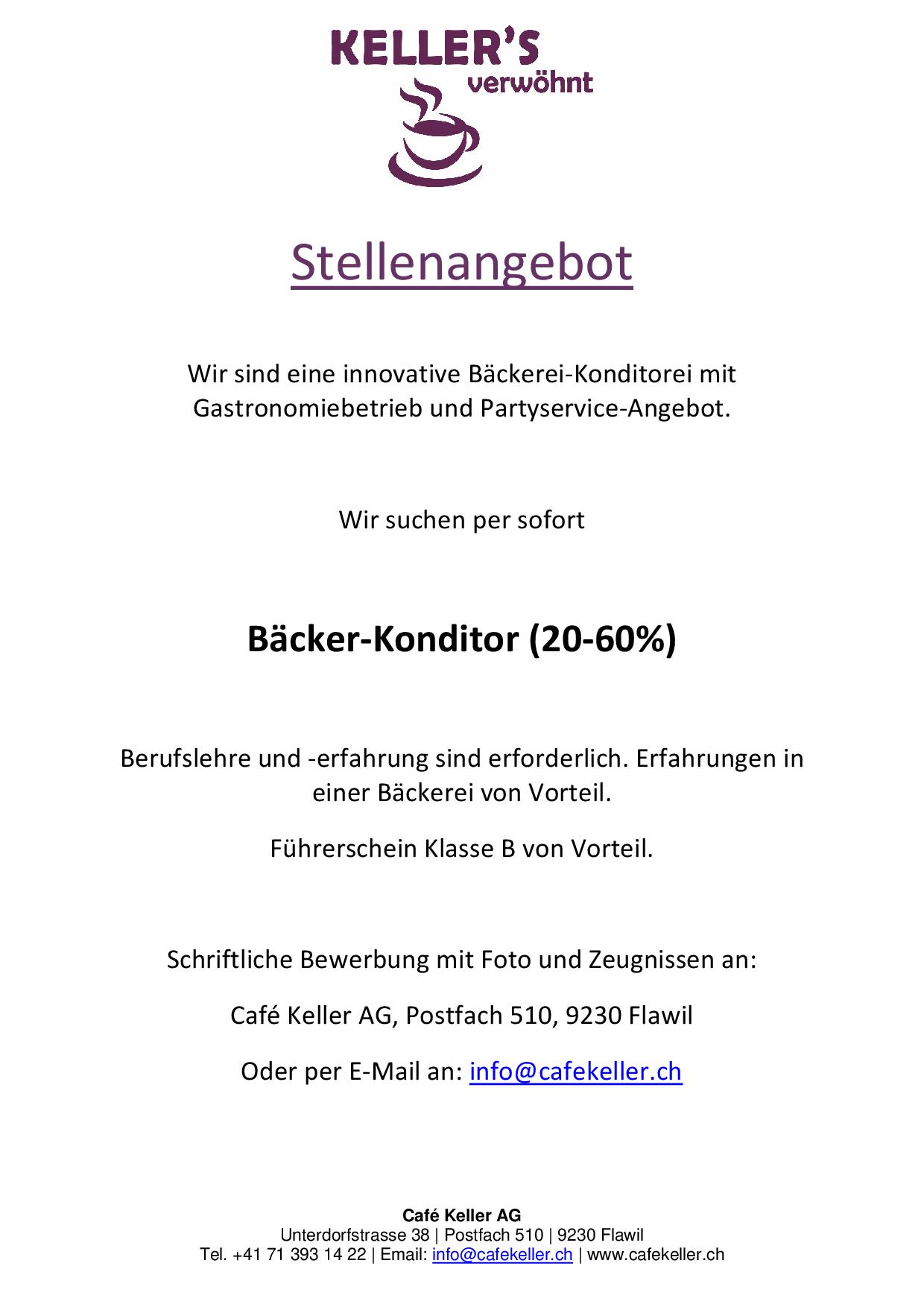 Stelle Backstube Stelle Backstube